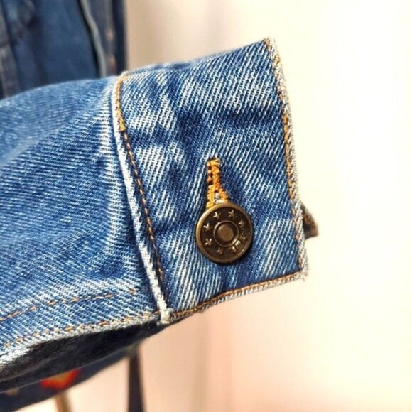 Vintage Gepetto 90s y2k Southwest Aztec Thunderbird Trucker Jean Jacket Lg - Picture 7 of 11